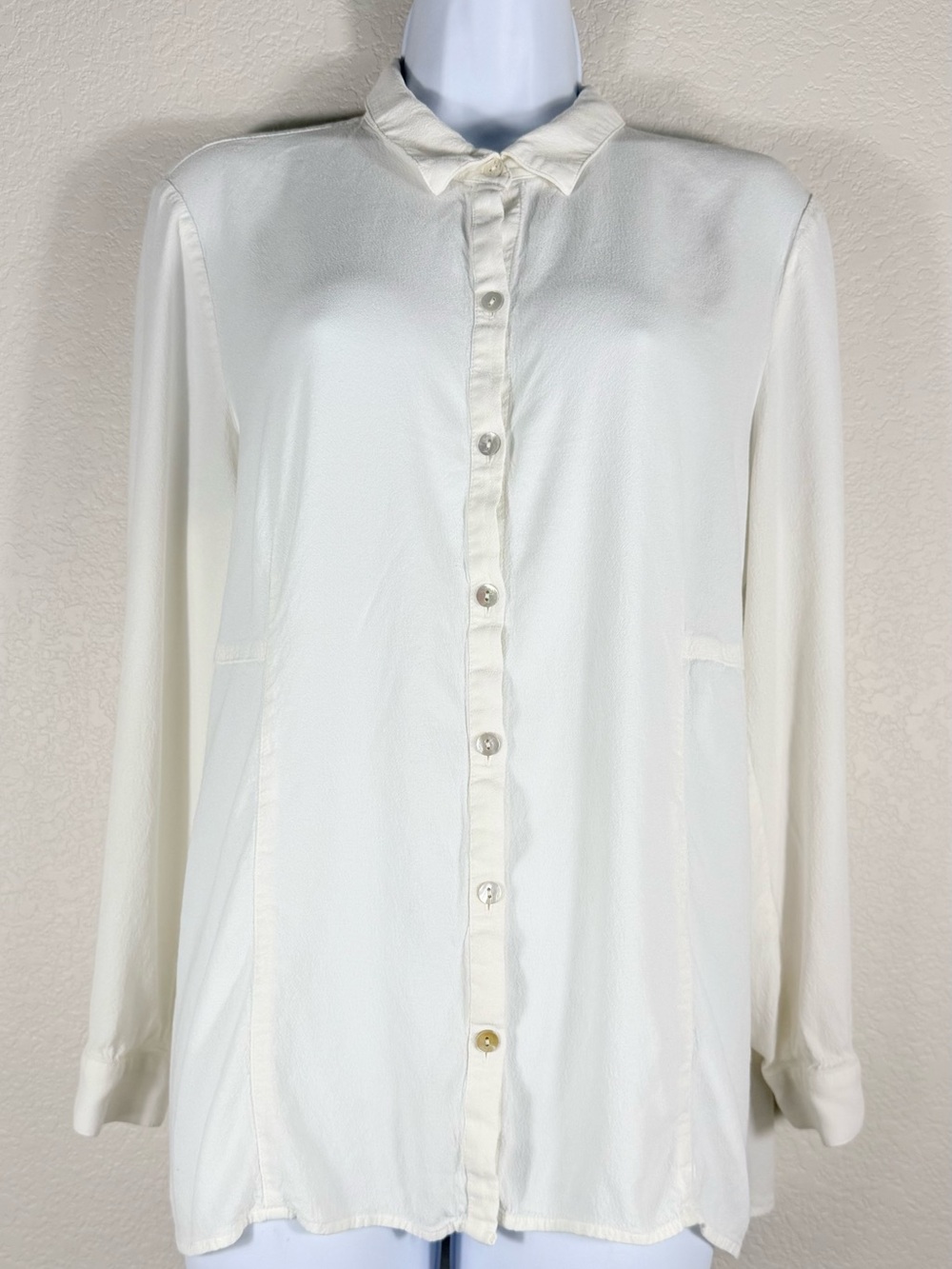 J. Jill Women’s L Cream Lightweight Button-Up Top Career Work